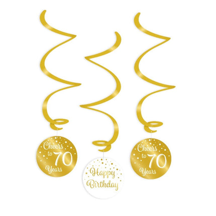 Hangdecoratie 70 Jaar Happy Birthday 17cm 3st van Paper Dreams koop je bij Partywinkel