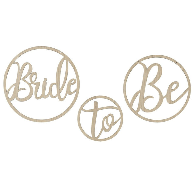 Hangdecoratie Bride To Be Hoepels Hout 3st van Ginger Ray koop je bij Partywinkel