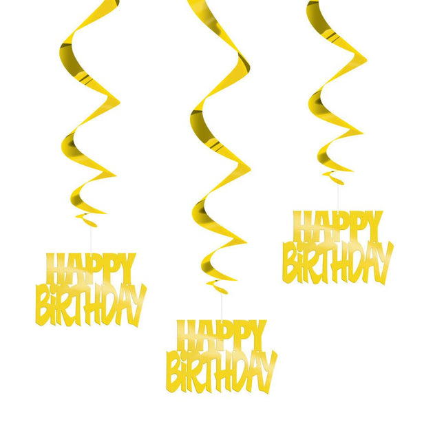 Hangdecoratie Happy Birthday Goud 81cm 3st van Unique koop je bij Partywinkel