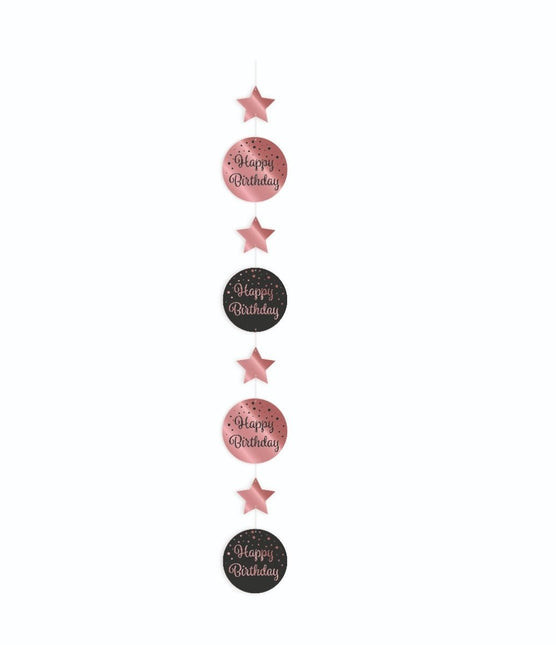 Hangdecoratie Happy Birthday Roze Zwart 20,5cm van Paper Dreams koop je bij Partywinkel