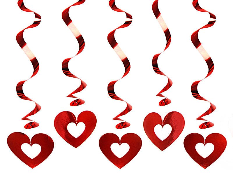 Hangdecoratie Hartjes Rood 60cm 5st van Partydeco koop je bij Partywinkel