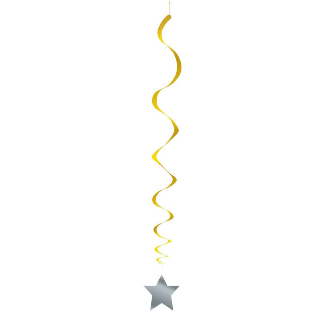 Hangdecoratie Ster Goud Zilver 66cm 3st van Unique koop je bij Partywinkel