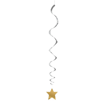 Hangdecoratie Ster Goud Zilver 66cm 3st van Unique koop je bij Partywinkel