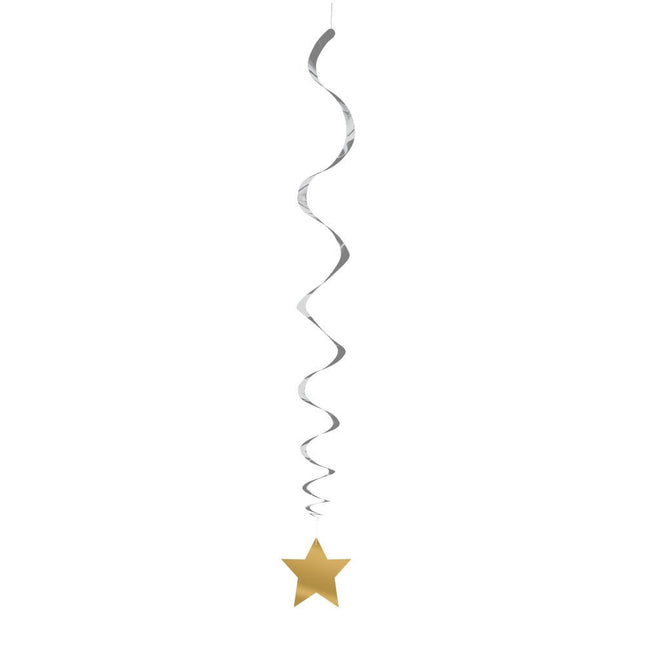 Hangdecoratie Ster Goud Zilver 66cm 3st van Unique koop je bij Partywinkel