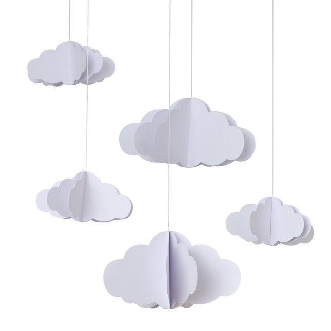 Hangdecoratie Wolken 3D 15cm 5st van Ginger Ray koop je bij Partywinkel