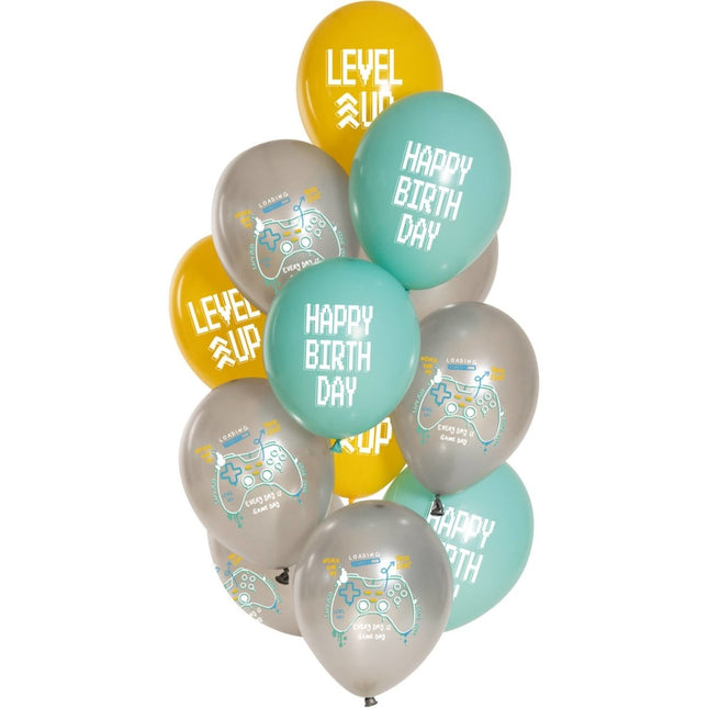 Happy Birthday Ballonnen Gamen 33cm 12st van Folat koop je bij Partywinkel