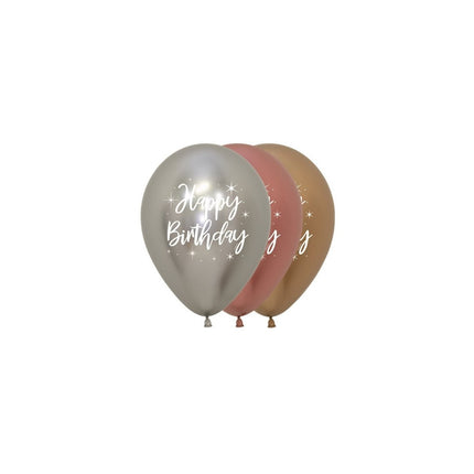 Happy Birthday Ballonnen Gekleurd Metallic 12cm 50st van Sempertex koop je bij Partywinkel