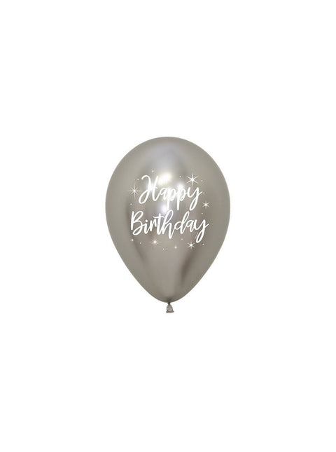 Happy Birthday Ballonnen Gekleurd Metallic 12cm 50st van Sempertex koop je bij Partywinkel