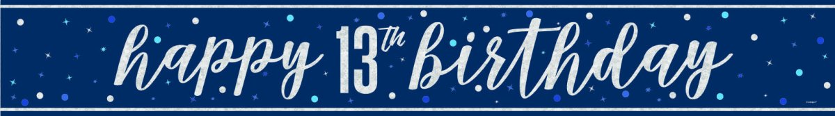 Happy Birthday Banner Blauw 13 Jaar 2,74m van Unique koop je bij Partywinkel