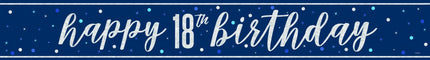 Happy Birthday Banner Blauw 18 Jaar 2,74m van Unique koop je bij Partywinkel