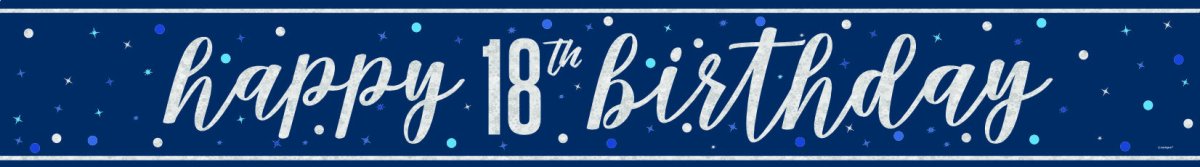 Happy Birthday Banner Blauw 18 Jaar 2,74m van Unique koop je bij Partywinkel