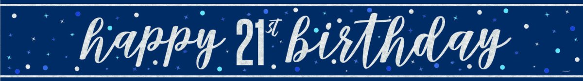 Happy Birthday Banner Blauw 21 Jaar 2,74m van Unique koop je bij Partywinkel