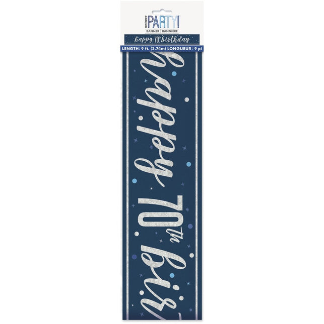 Happy Birthday Banner Blauw 70 Jaar 2,74m van Unique koop je bij Partywinkel