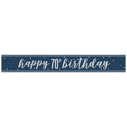 Happy Birthday Banner Blauw 70 Jaar 2,74m van Unique koop je bij Partywinkel