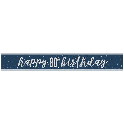 Happy Birthday Banner Blauw 80 Jaar 2,74m van Unique koop je bij Partywinkel