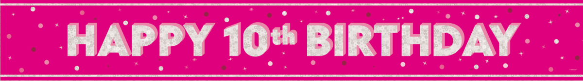 Happy Birthday Banner Roze 10 Jaar 2,74m van Unique koop je bij Partywinkel