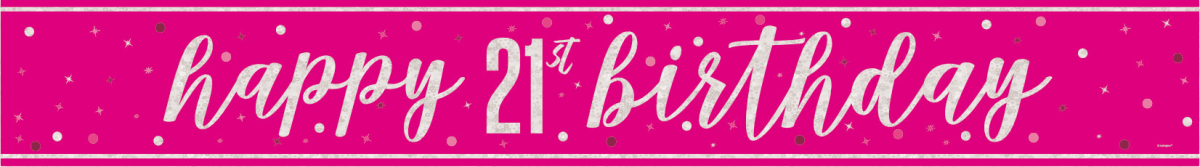 Happy Birthday Banner Roze 21 Jaar 2,75m van Unique koop je bij Partywinkel