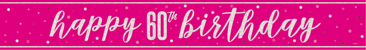 Happy Birthday Banner Roze 60 Jaar 2,75m van Unique koop je bij Partywinkel
