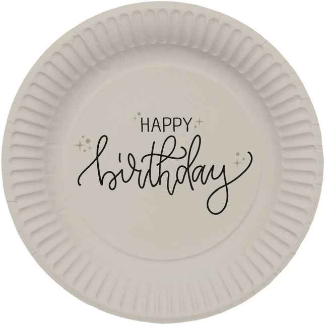 Happy Birthday Borden Zwart 23cm 8st van Folat koop je bij Partywinkel