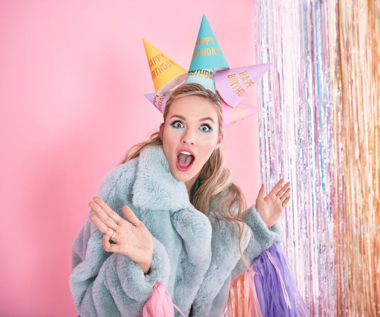 Happy Birthday Feesthoedjes 16cm 6st van Partydeco koop je bij Partywinkel