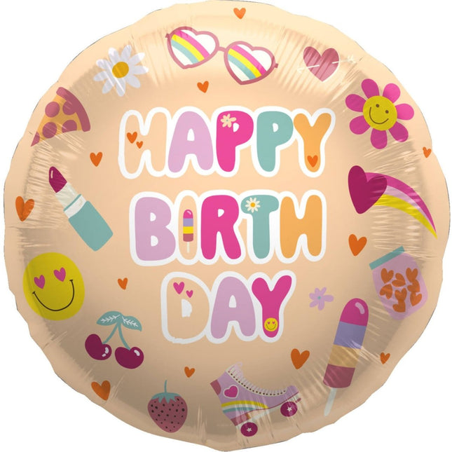 Happy Birthday Helium Ballon Emoij Leeg 45cm van Folat koop je bij Partywinkel