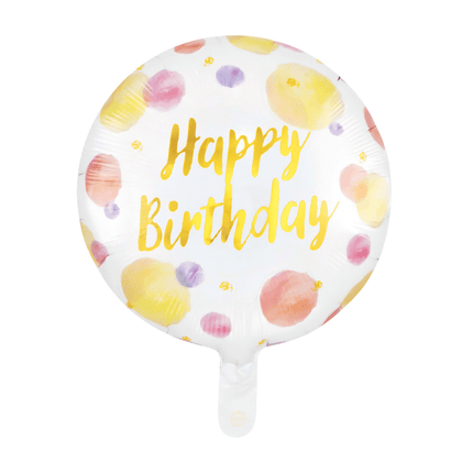 Happy Birthday Helium Ballon Gekleurd Stippen Leeg 45cm van WeFiesta koop je bij Partywinkel
