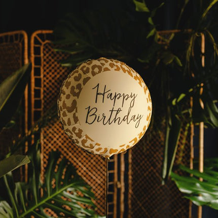 Happy Birthday Helium Ballon Luipaardprint 35cm Leeg van Partydeco koop je bij Partywinkel
