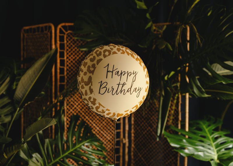 Happy Birthday Helium Ballon Luipaardprint 35cm Leeg van Partydeco koop je bij Partywinkel