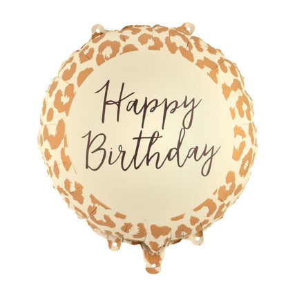 Happy Birthday Helium Ballon Luipaardprint 35cm Leeg van Partydeco koop je bij Partywinkel