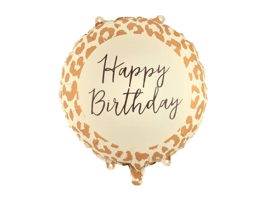 Happy Birthday Helium Ballon Luipaardprint 35cm Leeg van Partydeco koop je bij Partywinkel
