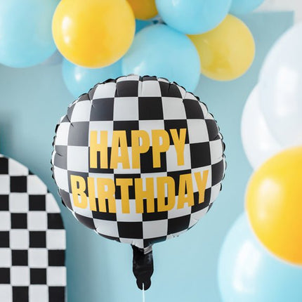 Happy Birthday Helium Ballon Race Vlag Leeg 35cm van Partydeco koop je bij Partywinkel