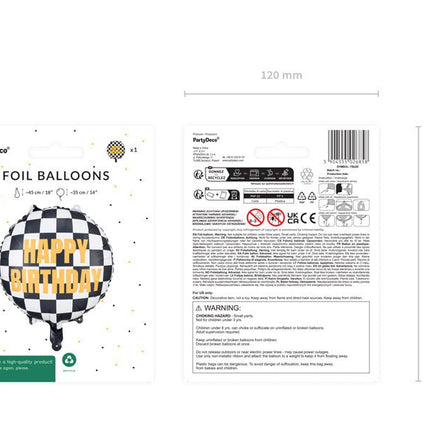 Happy Birthday Helium Ballon Race Vlag Leeg 35cm van Partydeco koop je bij Partywinkel