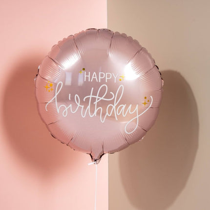 Happy Birthday Helium Ballon Roze Leeg 45cm van Folat koop je bij Partywinkel
