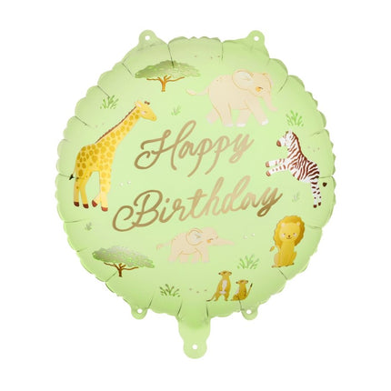 Happy Birthday Helium Ballon Safari 35cm Leeg van Partydeco koop je bij Partywinkel