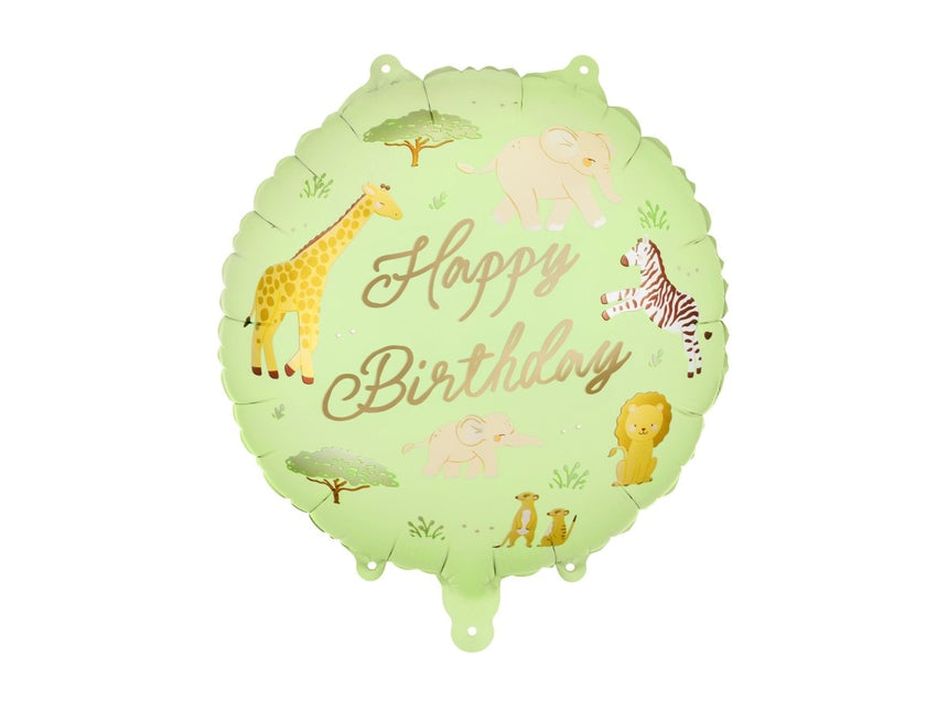 Happy Birthday Helium Ballon Safari 35cm Leeg van Partydeco koop je bij Partywinkel
