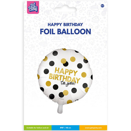 Happy Birthday Helium Ballon Stippen Leeg 46cm van Paper Dreams koop je bij Partywinkel
