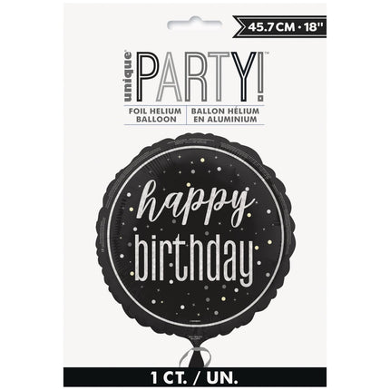 Happy Birthday Helium Ballon Wit Zwart Leeg 45cm van Unique koop je bij Partywinkel