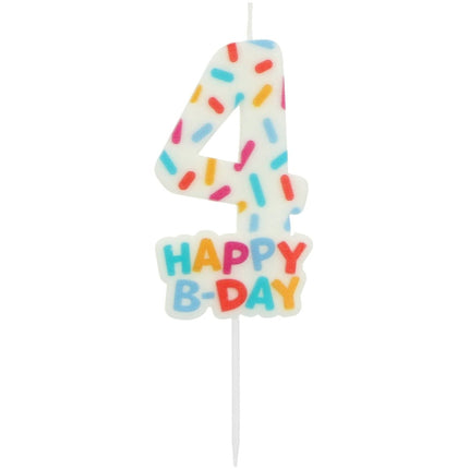 Happy Birthday Kaars 4 Jaar 7cm van Folat koop je bij Partywinkel