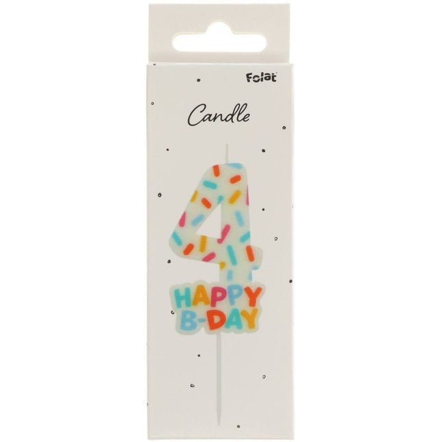 Happy Birthday Kaars 4 Jaar 7cm van Folat koop je bij Partywinkel