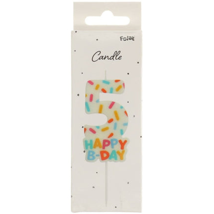 Happy Birthday Kaars 5 Jaar 7cm van Folat koop je bij Partywinkel