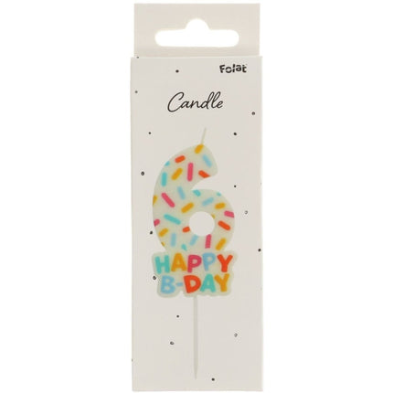 Happy Birthday Kaars 6 Jaar 7cm van Folat koop je bij Partywinkel