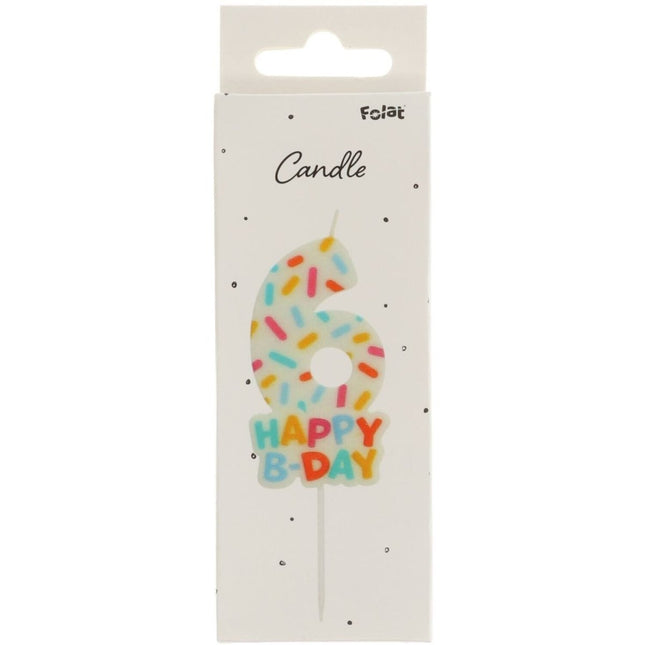 Happy Birthday Kaars 6 Jaar 7cm van Folat koop je bij Partywinkel