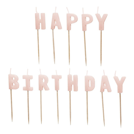 Happy Birthday Kaars Roze 13st van Partydeco koop je bij Partywinkel