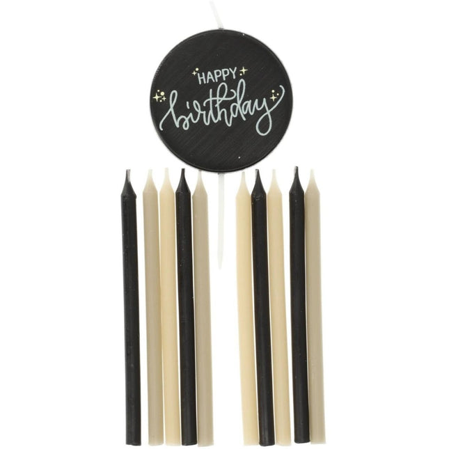 Happy Birthday Kaarsen Zwart van Folat koop je bij Partywinkel