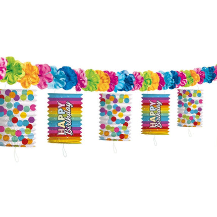 Happy Birthday Lampionnen Slinger Regenboog 3,6m van Folat koop je bij Partywinkel