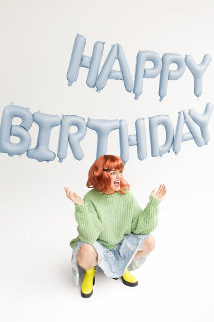 Happy Birthday Letter Ballon Blauw 3,4m van Partydeco koop je bij Partywinkel