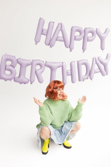 Happy Birthday Letter Ballon Paars 3,4m van Partydeco koop je bij Partywinkel