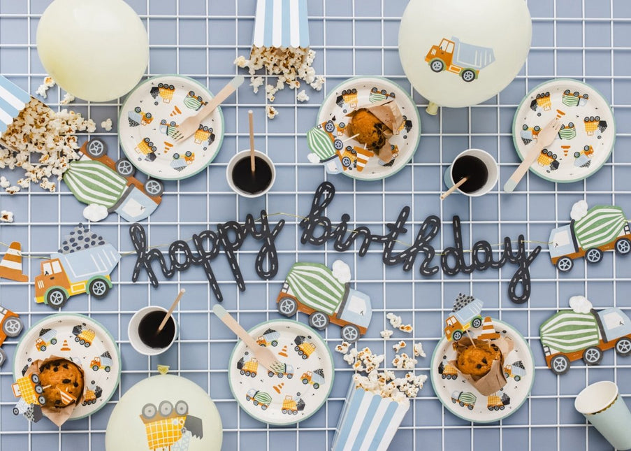 Happy Birthday Letterslinger Bouwvoertuigen 2m van Partydeco koop je bij Partywinkel