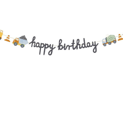 Happy Birthday Letterslinger Bouwvoertuigen 2m van Partydeco koop je bij Partywinkel