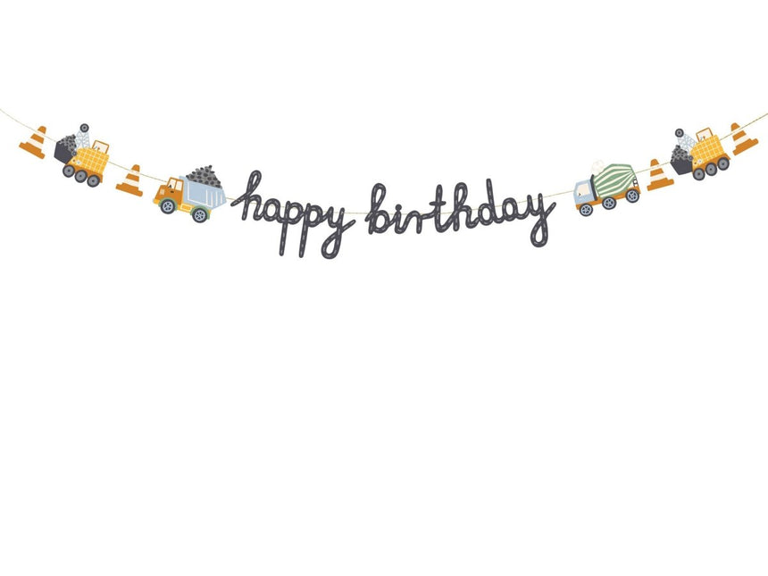 Happy Birthday Letterslinger Bouwvoertuigen 2m van Partydeco koop je bij Partywinkel